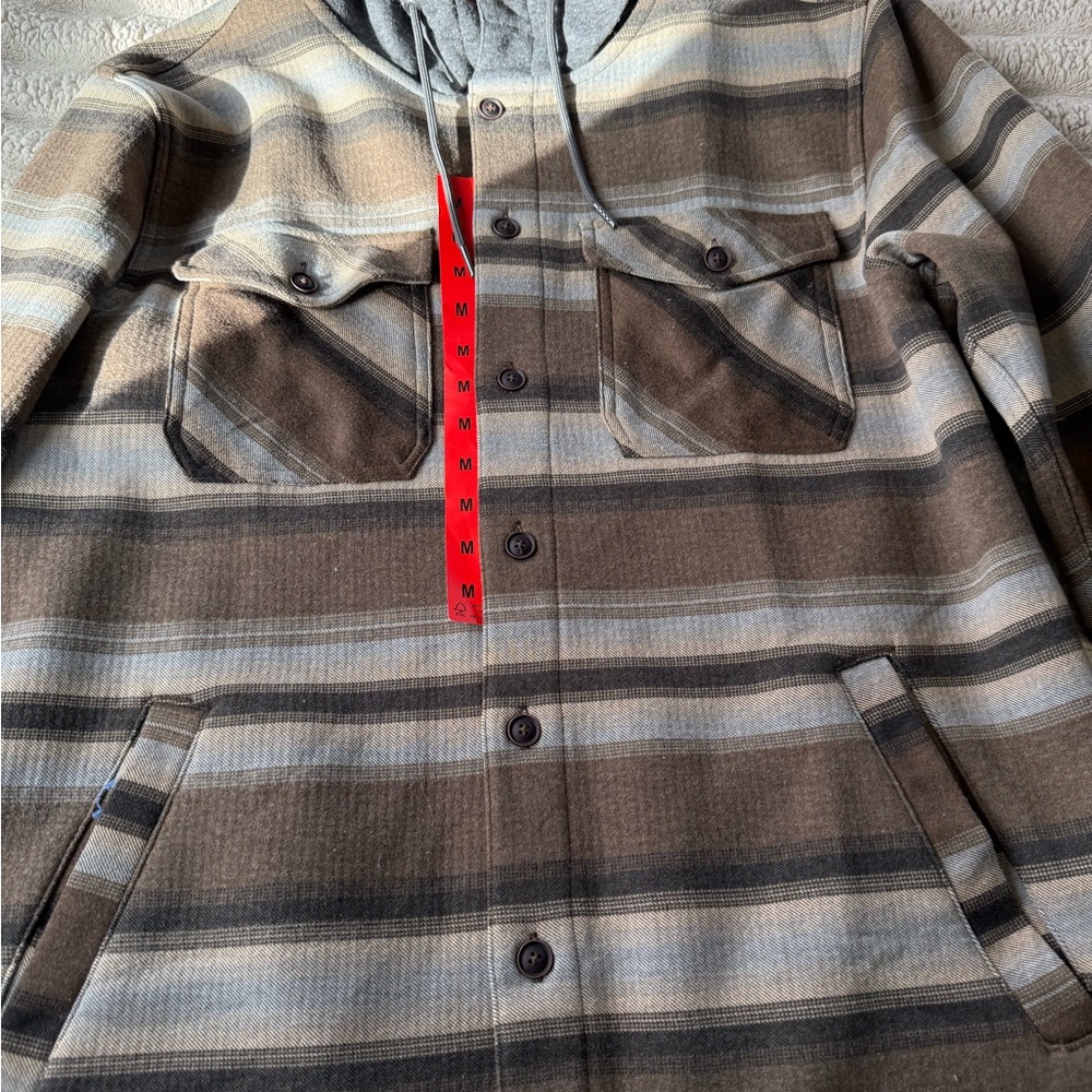 Quiksilver Brown and Gray Plaid Jacket